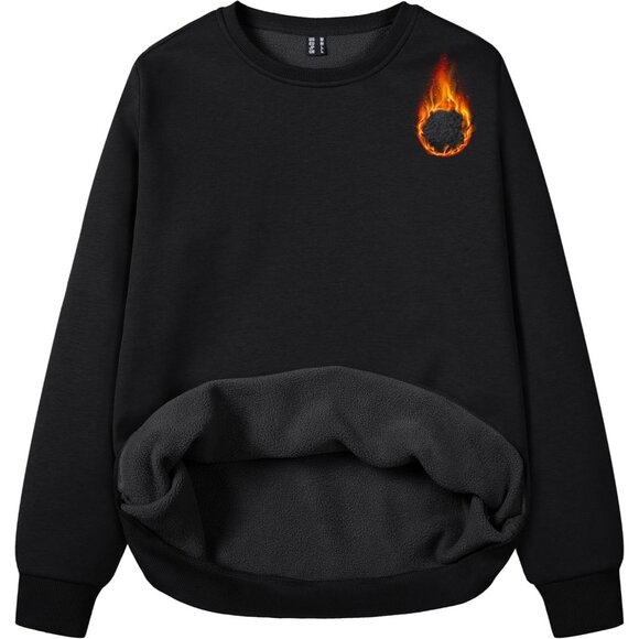 Tops - Women's Fleece Lined Sweatshirt Crewneck Cotton Pullover Casual Warm Top